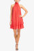 The Ava | Coral Ruffle Halter Neck Cocktail Dress - Coral
