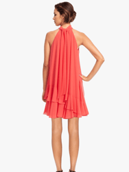 The Ava | Coral Ruffle Halter Neck Cocktail Dress