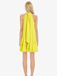 The Ava | Lemon Ruffle Halter Neck Cocktail Dress