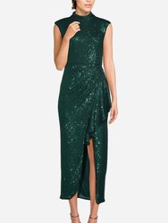 The Bardot | Emerald Sequin Cocktail Dress - Emerald
