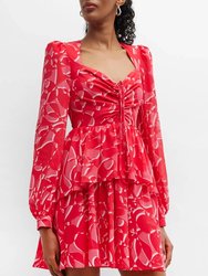 The Betty | Printed Cocktail Dress - Red/Pink