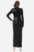 The Bridgette | Sleek High Neck Sequin Black Gown