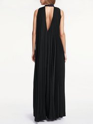 The Cami | Black High Neck Pleated Gown