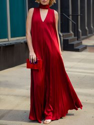 The Cami | Ruby High Neck Pleated Gown