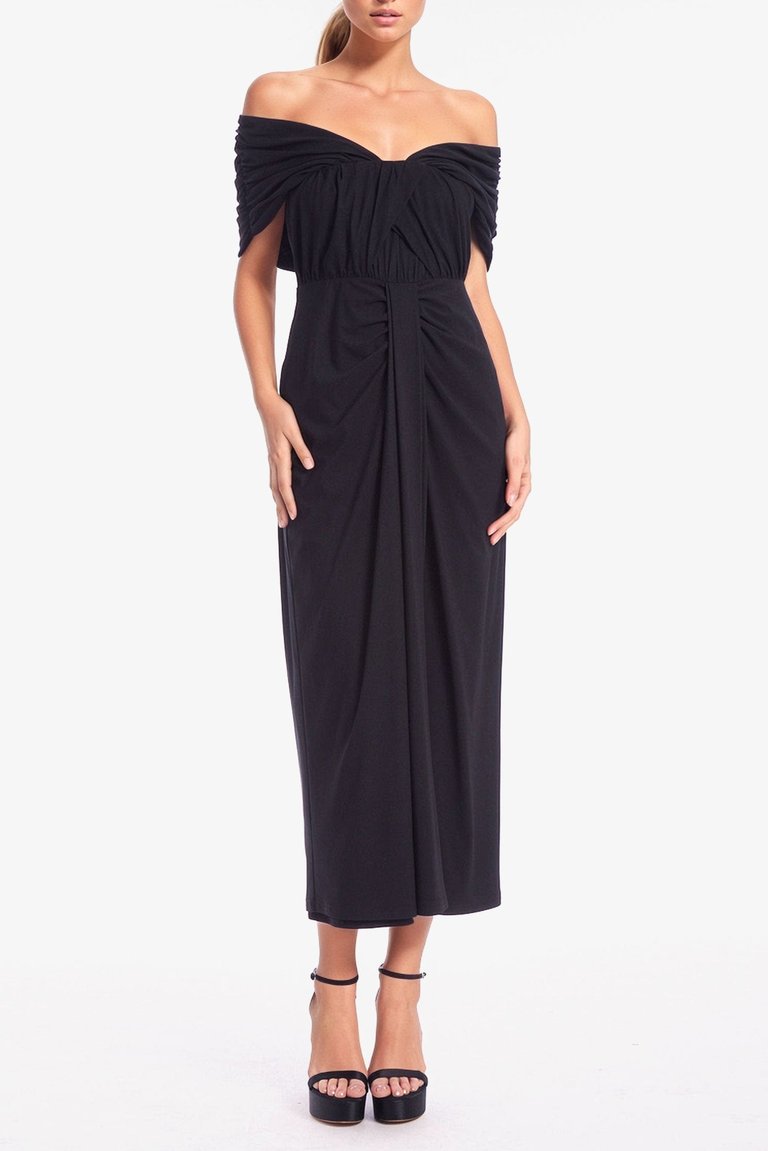 The Cecilia | Black Stretch Jersey Maxi Dress - Black