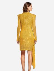 The Diana | Gold Sequin Faux Wrap Cocktail Dress
