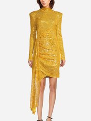 The Diana | Gold Sequin Faux Wrap Cocktail Dress - Gold