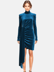 The Diana | Turquoise Velvet Turtleneck Mini Dress - Turquoise