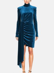 The Diana | Turquoise Velvet Turtleneck Mini Dress