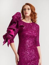 The Filippa Sequin Cocktail Dress - Fuchsia