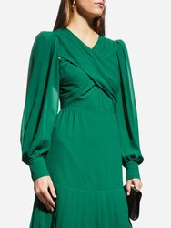 The Fiona Cocktail Dress - Green Sleeved - Green