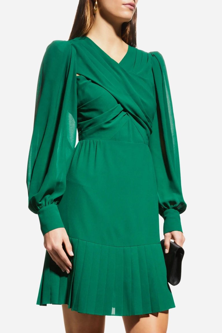 The Fiona Cocktail Dress - Green Sleeved - Green