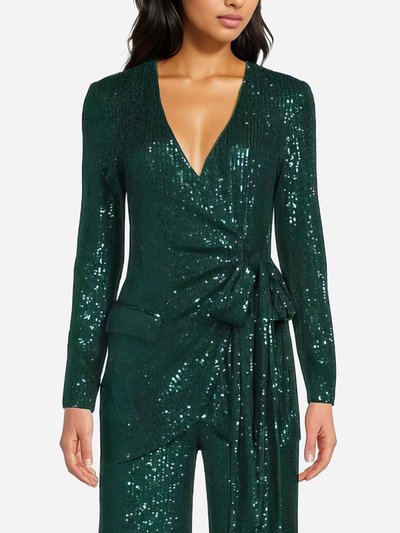 ONE33 SOCIAL The Frankie | Emerald Green Sequin Wrap Jacket product