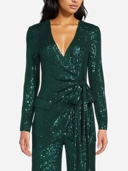 The Frankie | Emerald Green Sequin Wrap Jacket - Emerald