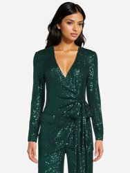 The Frankie | Emerald Green Sequin Wrap Jacket