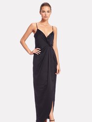 The Hayes Black Faux Wrap Gown - Black