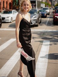 The Hayes Black Faux Wrap Gown