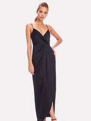 The Hayes Black Faux Wrap Gown