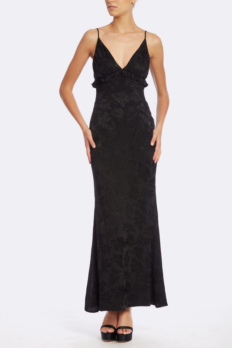 The Isabelle | Black V-Neck Slip Gown - Black