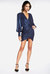 The Jenna - Blue Lame Faux Wrap Mini Dress