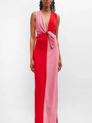 The Jessica | Color-Blocked Maxi Gown - Chic Pink/Red