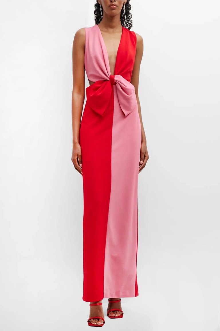 The Jessica | Color-Blocked Maxi Gown - Chic Pink/Red