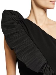 The Mercer | Black Pleated Ruffle Gown