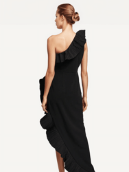 The Mercer | Black Pleated Ruffle Gown