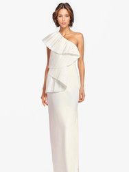 The Mercer Ivory Pleated Column Gown - Ivory