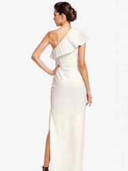 The Mercer Ivory Pleated Column Gown
