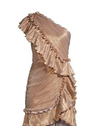 The Mercer | Bronze Metallic Ruffle Mini Cocktail Dress