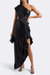 The Mercer Sequin | Black Pleated Ruffle Gown