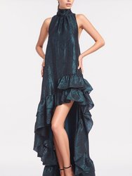 The Naomi | Forest Green Jacquard High-Low Gown
