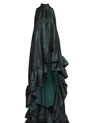 The Naomi | Forest Green Jacquard High-Low Gown