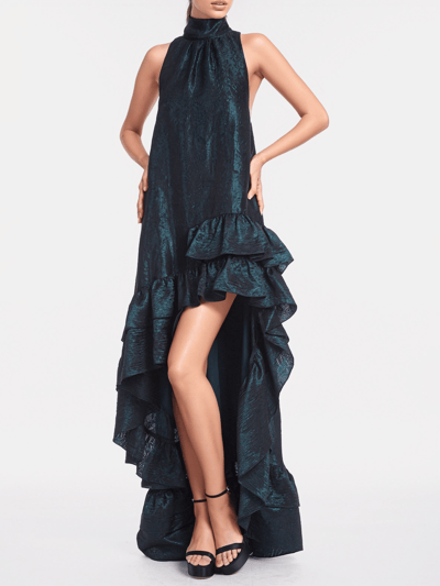 ONE33 SOCIAL The Naomi | Forest Green Jacquard High-Low Gown product