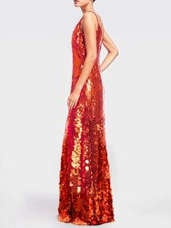 The Noelle | Orange Sequin V-Neck Slip Gown