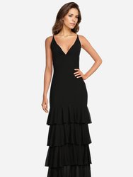 The Ramy | Black V-Neck Maxi Gown - Black