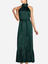 The Sherry | Forest Green Satin Maxi Dress