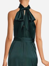 The Sherry | Forest Green Satin Maxi Dress