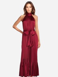 The Sherry | Red Satin Maxi Dress - Red