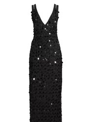 The Starlust | Black Sequin Paillette Midi Dress