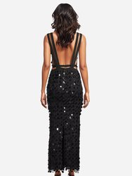 The Starlust | Black Sequin Paillette Midi Dress