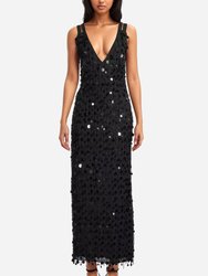 The Starlust | Black Sequin Paillette Midi Dress