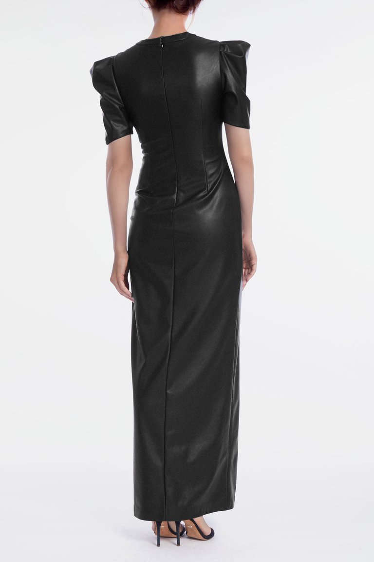 The Toby | Black Vegan Leather Maxi Dress