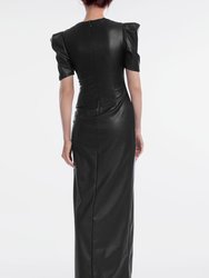 The Toby | Black Vegan Leather Maxi Dress