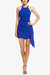 The Tracy | Cobalt Asymmetrical Drape Cocktail Dress - Cobalt