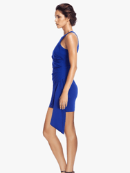 The Tracy | Cobalt Asymmetrical Drape Cocktail Dress