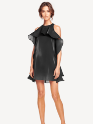 The Tristan Black Chiffon Ruffle Mini Dress - Black