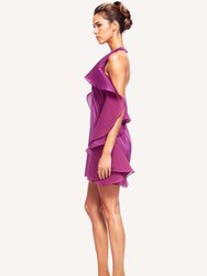 The Tristan Fuchsia Chiffon Ruffle Mini Dress