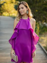 The Tristan Fuchsia Chiffon Ruffle Mini Dress